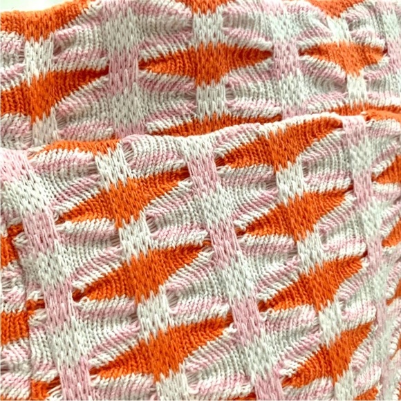 ❤️2/$50❤️[S] Zara Jaquered White Orange Pink Crochet Textured Wide Leg Pant - Picture 4 of 13